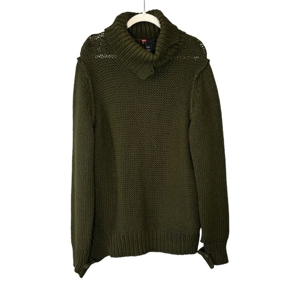 Diesel Men's Green Chunky Knit Oversized Sweater